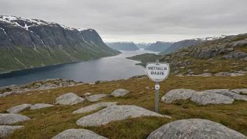 Et fredelig norsk landskap med en skilt eller et kart som viser navnet Metliaas