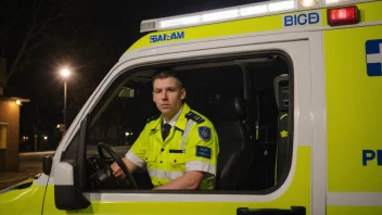 En sjukebilsjåfører som kjører en ambulanse