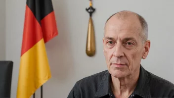 En person med etternavnet Schmidts, med et tysk flagg i bakgrunnen