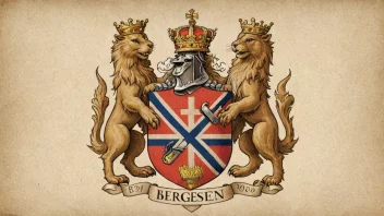 Et tradisjonelt norsk familievåpen eller våpenskjold med navnet Bergesen eller Bergesens fremtredende.