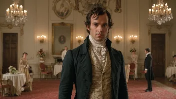 Et bilde av Mr. Darcy, en karakter fra Jane Austens 'Stolthet og fordom', kledd i 1800-tallsdrakt.