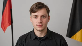 En person med etternavnet Jahn, med et tysk flagg i bakgrunnen.