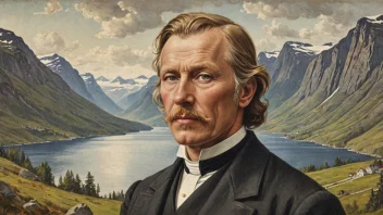 Et portrett av Aasmund Olavsson Vinje, en norsk forfatter og poet.