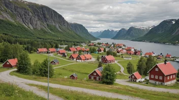 Et pittoreskt norsk landsby eller by med et skilt eller landemerke som viser navnet Kolbeinsviks