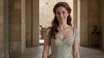 En vakker kvinne med et vennlig ansikt og en stilfull drakt, som representerer kvinnenavnet Cordelia