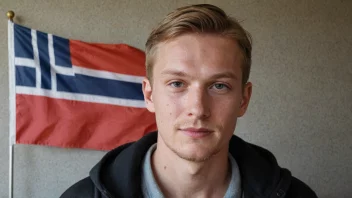 En person med etternavnet Brandt, med et norsk flagg i bakgrunnen.