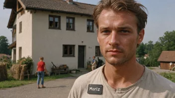 En mann med tysk utseende og en navnelapp med 'Moritz' skrevet på.