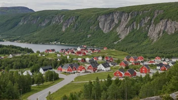 Et pittoreskt norsk tettsted eller landsby med et skilt eller landemerke med navnet Forberg