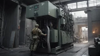 Et bilde som viser en enhet som påvirkes av eksterne krefter, med elektriske og mekaniske elementer i bakgrunnen.