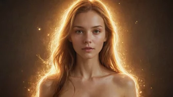 Et bilde som representerer navnet Eline, med en kvinne omgitt av lys og varme.