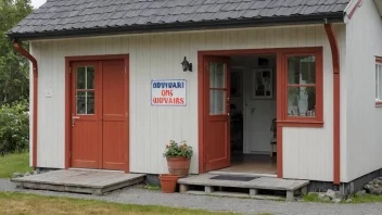 Et typisk norsk hus med en tre-dør og en skilt med navnet 'Oddvars' på