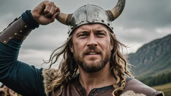 En mann med et modig uttrykk, som symboliserer seier og styrke.