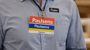 En person med en navnelapp