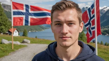 En person med etternavnet Borgann, med et norsk flagg i bakgrunnen.