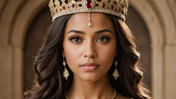 Et portrett av en kvinne med en krone, som representerer Dronning Esther.