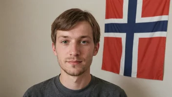 En person med etternavnet Hanssens, med et norsk flagg i bakgrunnen.