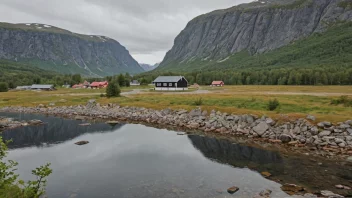 Et idyllisk norsk landskap med et hint av navnet Kvibys