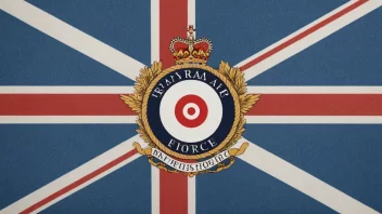 RAF-logoen på en blå bakgrunn med et britisk flagg