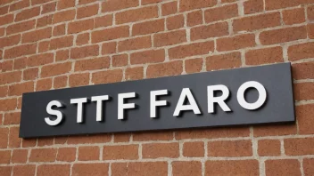 Et bilde av en skilt eller logo med teksten STAFO