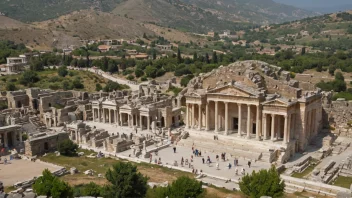 Den gamle byen Efesos i Tyrkia, med ruiner og historiske landemerker.