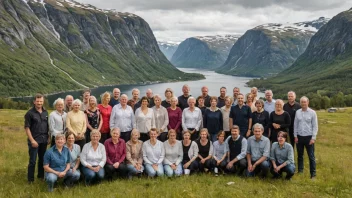 En gruppe mennesker med etternavnet Klausen, samlet sammen i et naturskjønt norsk landskap.