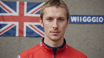 En person med et norsk flagg i bakgrunnen, med navnet Wiggo skrevet i tykke bokstaver.
