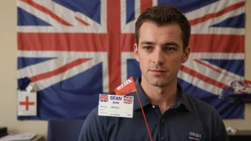 Et bilde som representerer navnet Sean, med et britisk flagg i bakgrunnen.