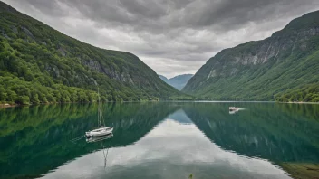 Et pittoreskt bilde av Treungen innsjøen i Norge.