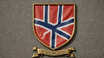 Et familievåpen eller våpenskjold med et norsk flagg i bakgrunnen, som representerer Tandbergs-familien