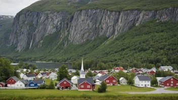 Et pittoreskt norsk tettsted med en skilt som viser navnet Engelstads
