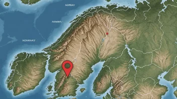Et kart over Norge med Gjettums markert som en geografisk plassering