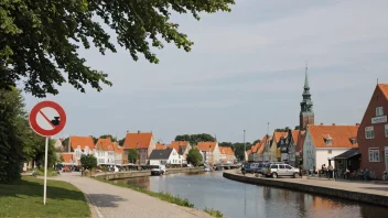 En malerisk dansk by med et skilt med navnet Steenstrup