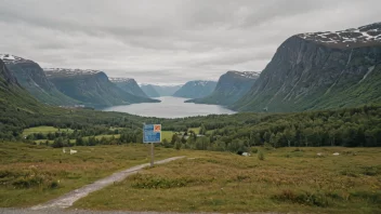 Et fredelig norsk landskap med en diskret indikasjon av Hessengs som et sted.