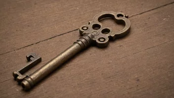 En stor, gammeldags nøkkel på et trebord