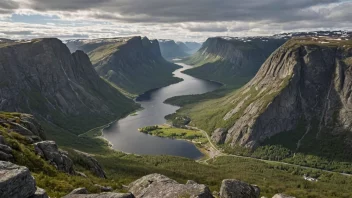 Et fredelig landskap av Trengereids-området i Norge