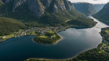 Flyfoto av Sandveds, en liten by i Norge.