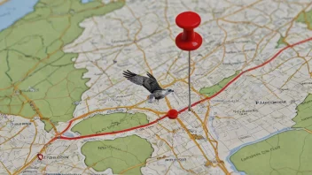 Et bilde av et kart med en rød nål som markerer stedet Falconbridge.