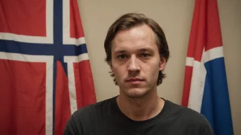 En person med etternavnet Svendsen, med et norsk flagg i bakgrunnen