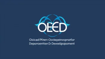 OECDs logo, en blå sirkel med en hvit og blå design, på en blå bakgrunn