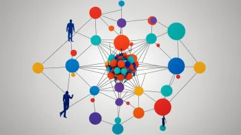 Et bilde som illustrerer begrepet Mittet, med en sentral enhet eller midtpunkt og ulike objekter eller mennesker koblet til det.