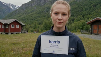 Et bilde av en person med en navnelapp som sier 'Karis' i en norsk setting