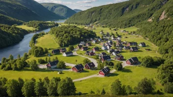 Et pittoreskt landsby i Norge.