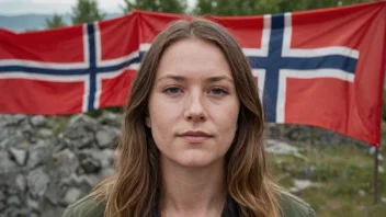 En person med etternavnet Gundersen, med et norsk flagg i bakgrunnen