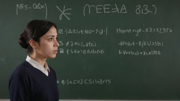 En person som ser forvirret ut foran en tavle med flere forkortelser