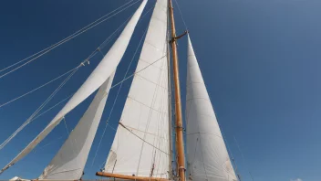 En seilbåts mastetopp, med rigging og seil festet.