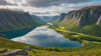 Et pittoreskt landskap av Sævareids i Norge.