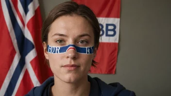 En person med et norsk flagg i bakgrunnen, med navnet 'Bjørge' skrevet i tykke bokstaver.