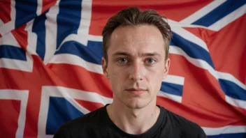 En person med etternavnet Krogvold, med et norsk flagg i bakgrunnen.