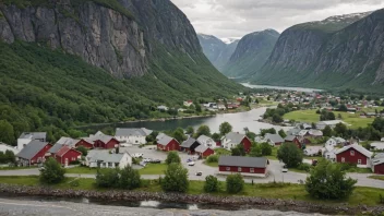 En malerisk by i Norge med et skilt som viser byens navn som 'Westby'