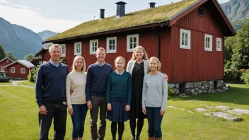 En familie med etternavnet Martinsen, som smiler og vinker til kameraet